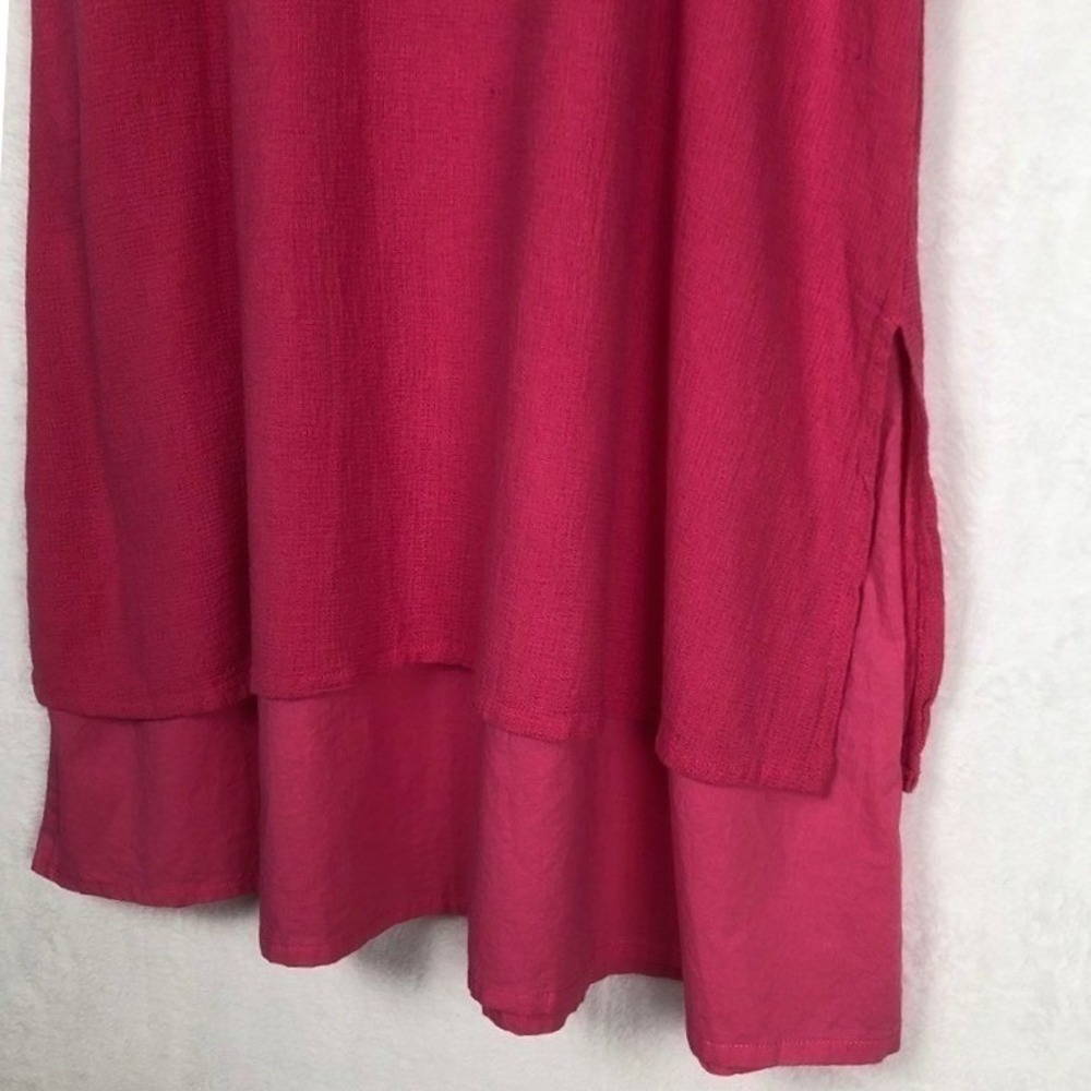 M Made in Italy Layered Sleeveless Shift Dress Sz L Pink V- Neck Lagenlook - Picture 4 of 7